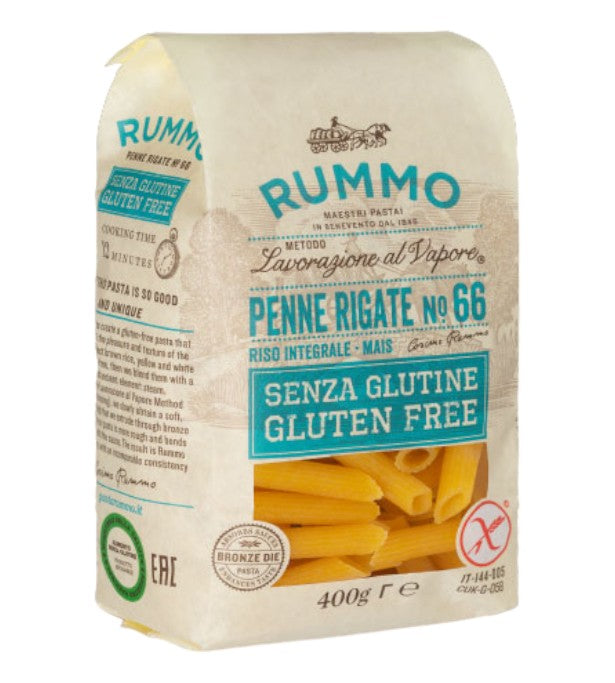Rummo Gluten Free Penne Rigate No.66 - 400g Corn & Brown Rice Pasta