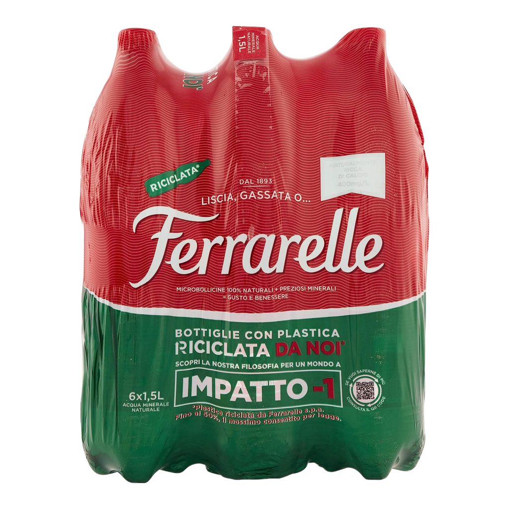 Ferrarelle Acqua Minerale Effervescente, Naturally Sparkling Italian Mineral Water from Italy 6x1.5L