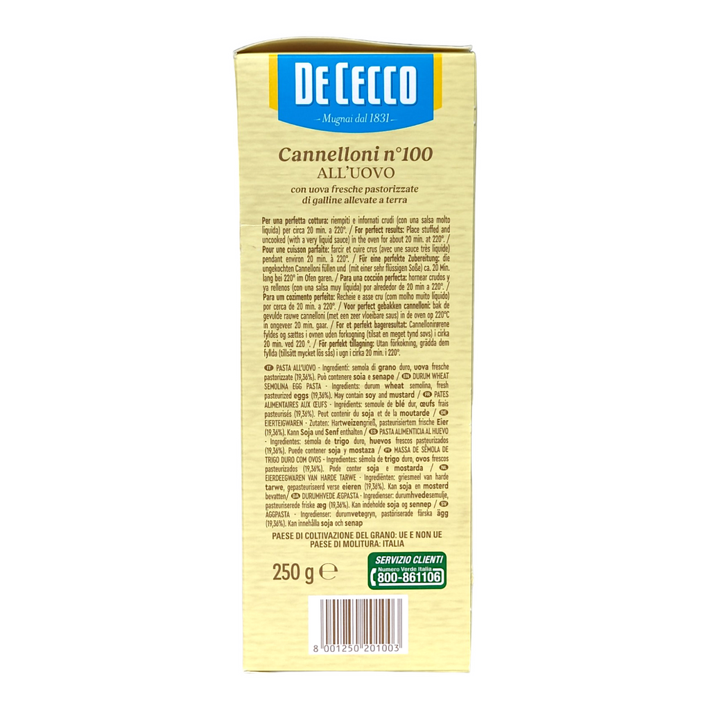 De Cecco Egg Pasta Cannelloni no.100 - 250g