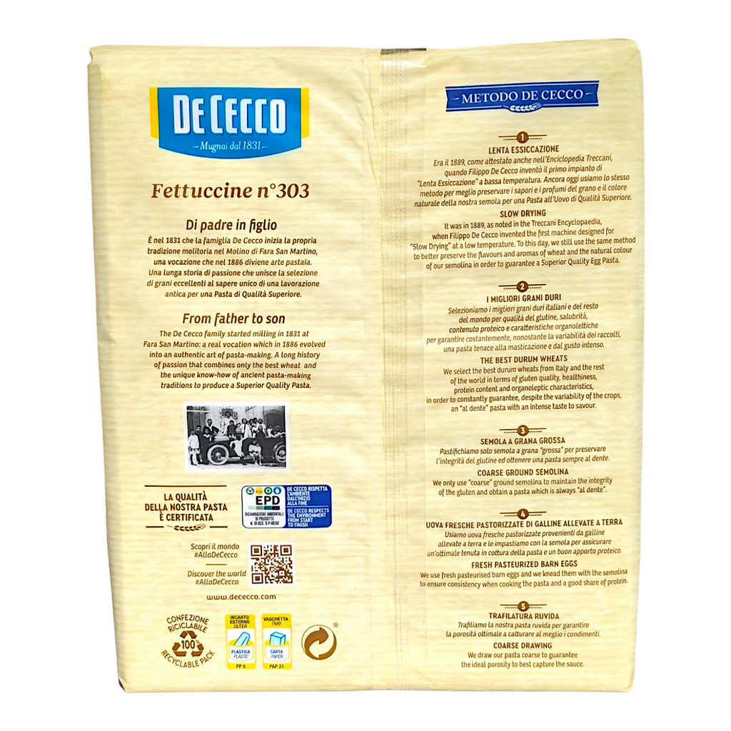 De Cecco Egg Pasta Fettuccine no.303 All'Uovo 500g