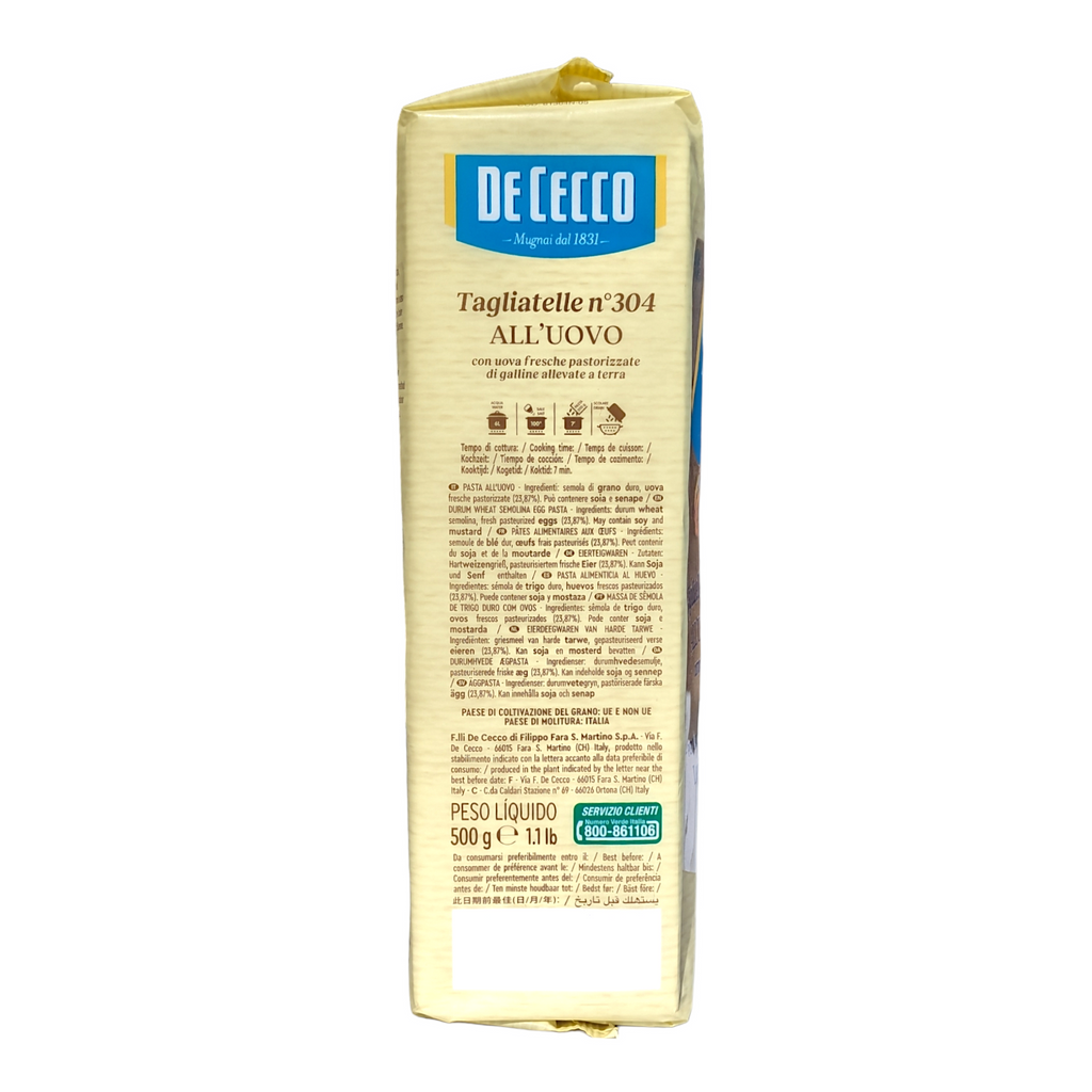 De Cecco Egg Pasta Tagliatelle no.304 All'Uovo 500g