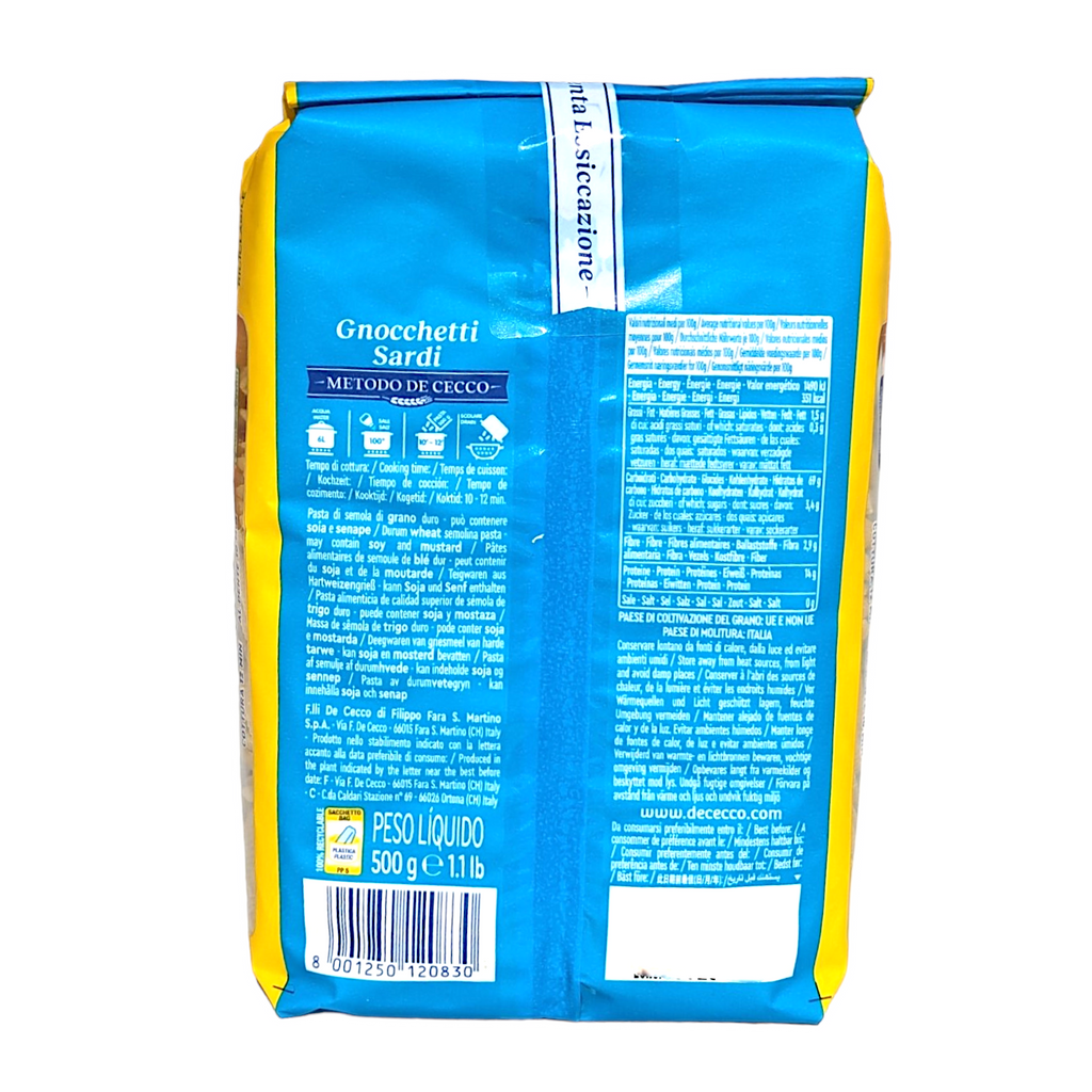 De Cecco Gnocchetti Sardi no.83 - 500g Short Pasta