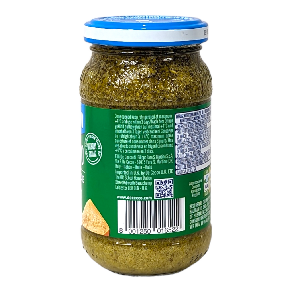 De Cecco Genovese Pesto Basil Parmesan 200g (without Garlic/Senza Aglio)