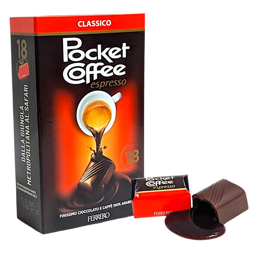 Ferrero Pocket Coffee Dark Chocolates Filled with Liquid Espresso - Pack of 18