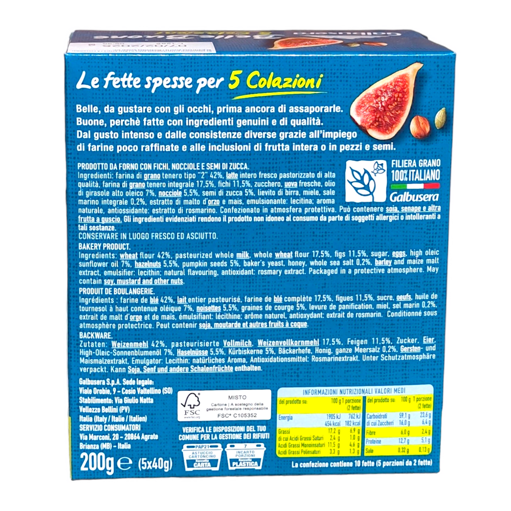 Galbusera Belle Buone Crispbread Figs, Hazelnuts, Pumpkin Seeds 200g
