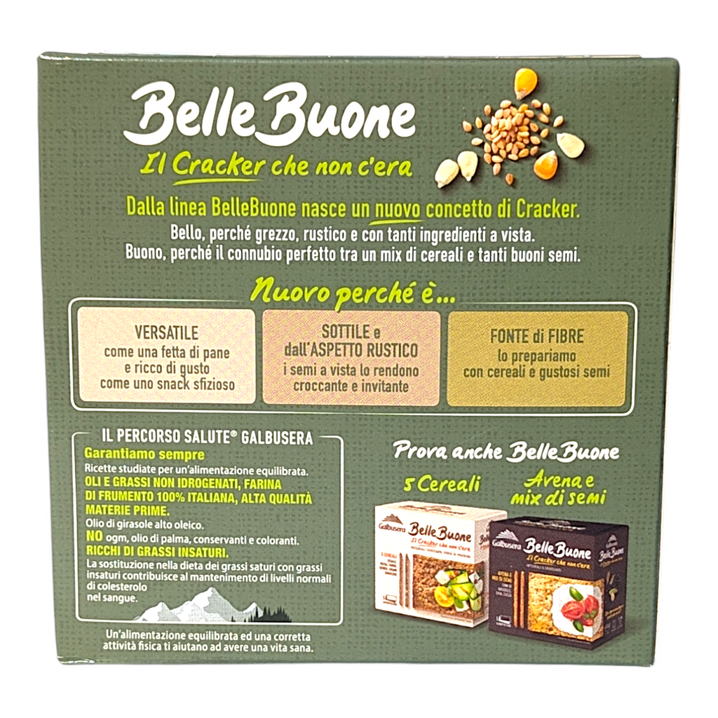 Galbusera Belle Buone Sesame & Corn Cracker with Extra Virgin Olive Oil (5x40g) 200g - Italia Solutions UK