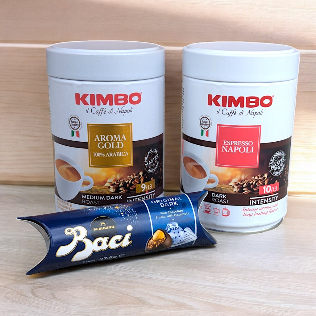 Italian Coffee Gift Set: Kimbo Aroma Gold and Napoli