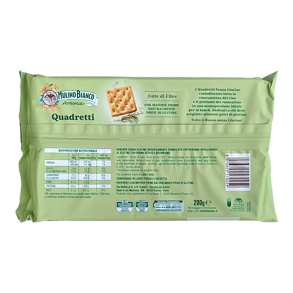 Mulino Bianco Quadretti Crackers Gluten Free 200g