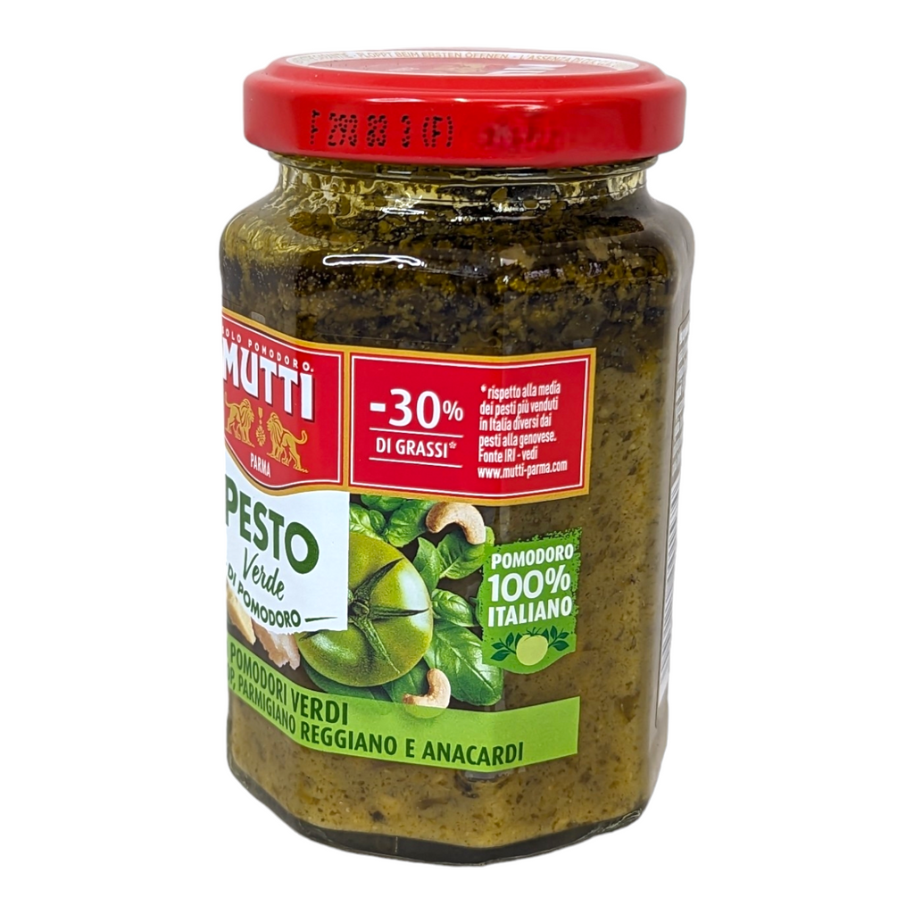 Mutti Pesto di Pomodoro Verde / Green Tomato Pesto with Cashews, Basil and Parmigiano Reggiano DOP 180g - Italia Solutions UK