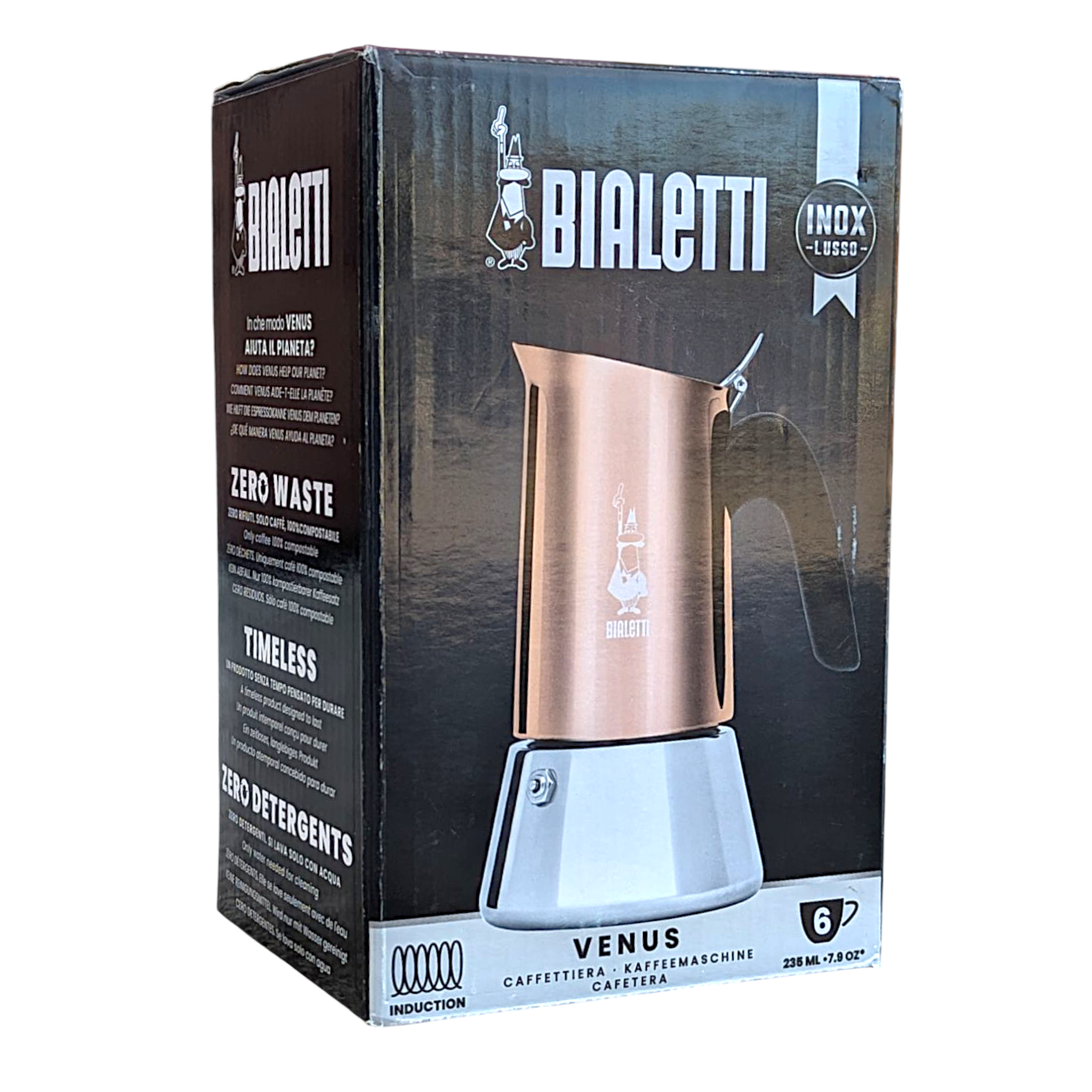Bialetti Bronze Stainless Steel Moka Pot Venus Italian