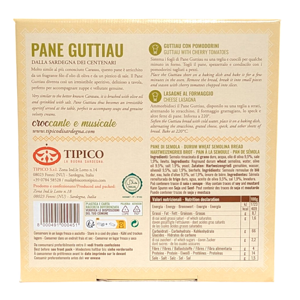 Tipico Pane Guttiau - Sardegnia Flat Bread with Olive Oil and Salt 250g - Italia Solutions UK
