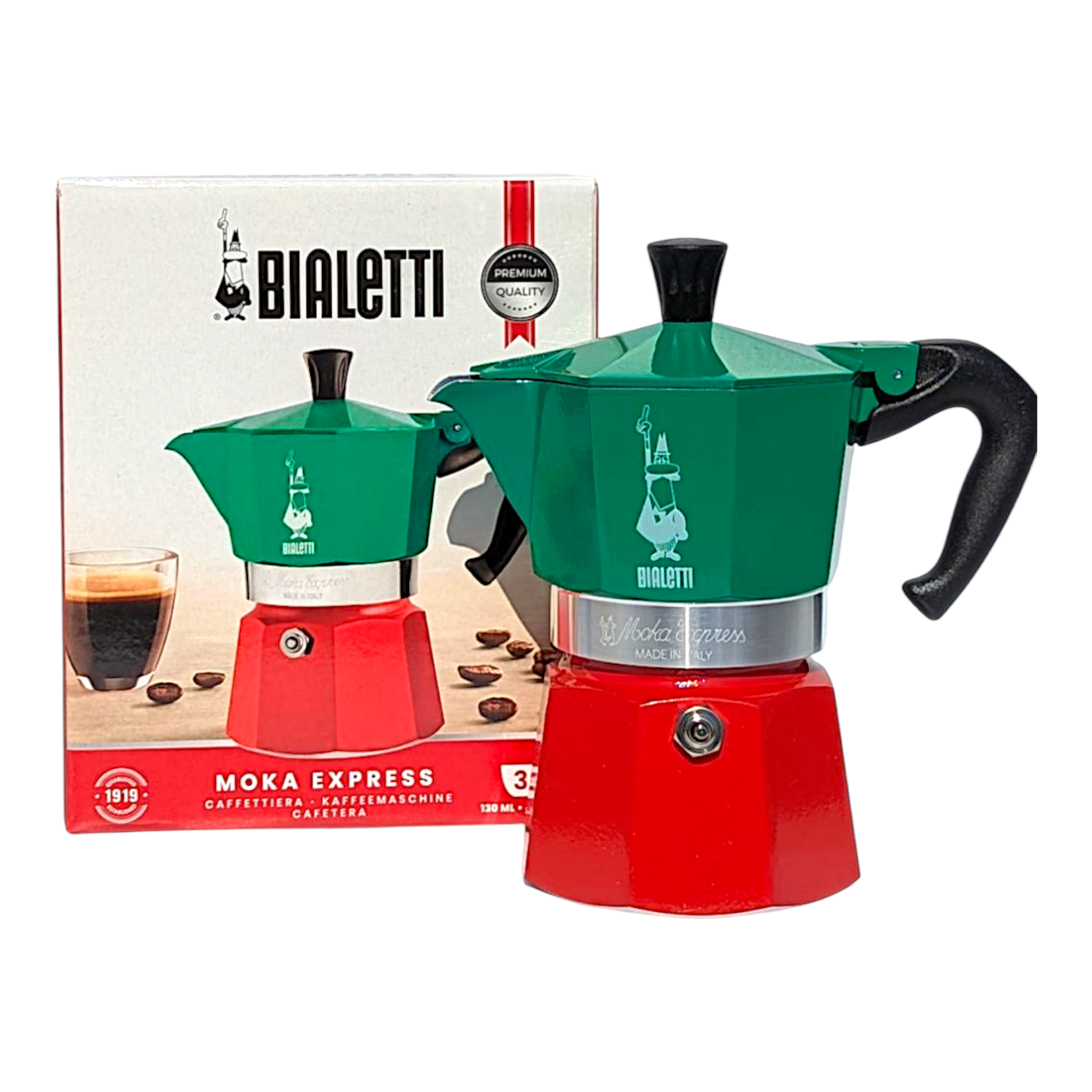 Bialetti Caffettiera Moka Express Italian Flag Moka Pot