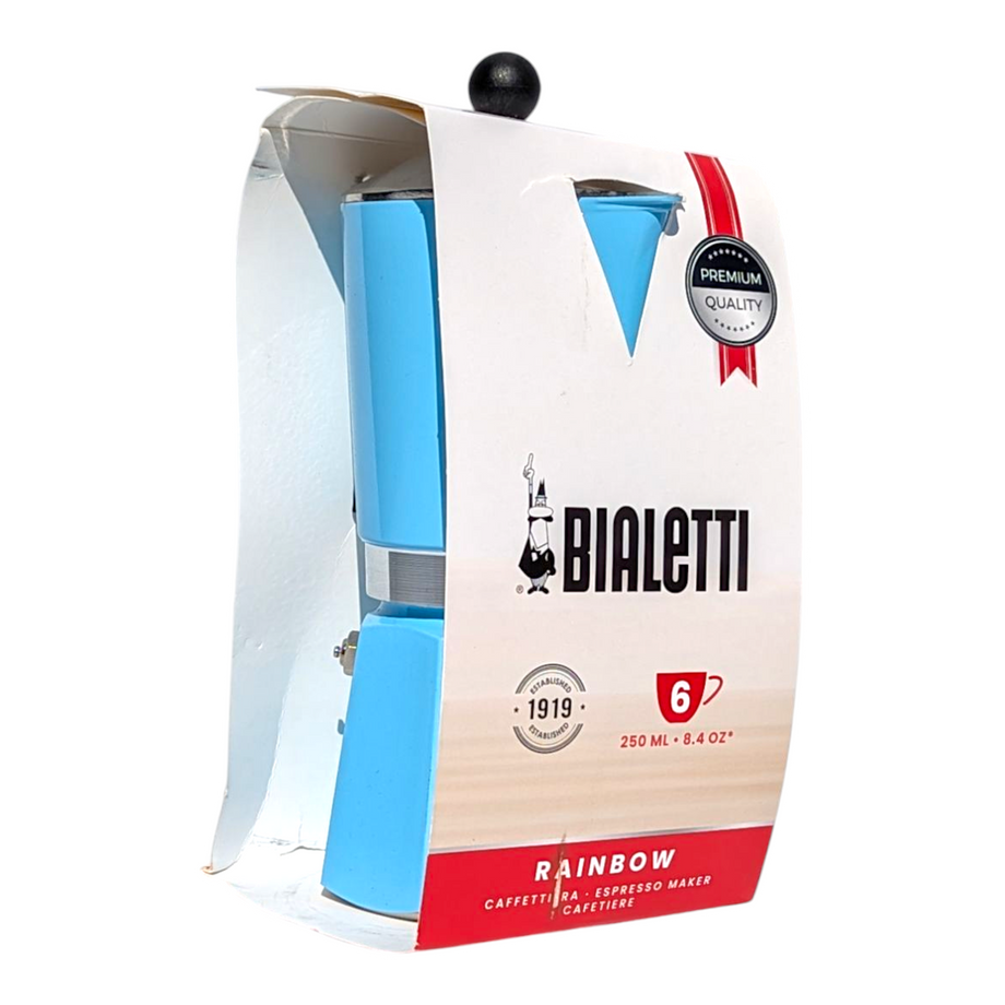 Bialetti Rainbow Light Blue Moka Pot, Caffetiera Azzurra-
