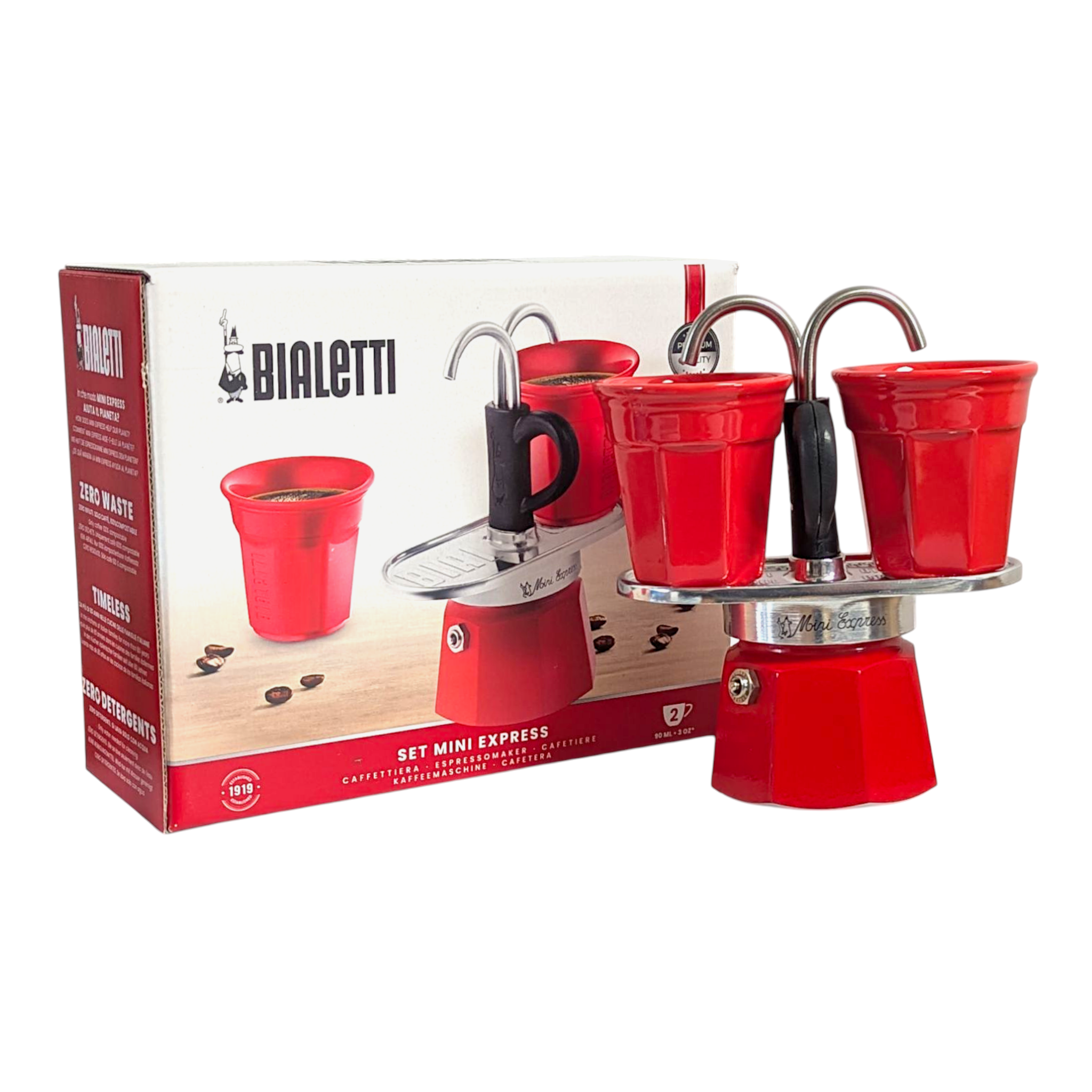 Bialetti Caffettiera Red Set Mini Express, Espresso Maker