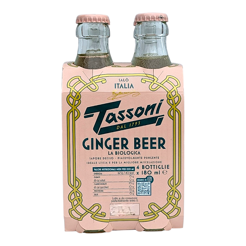 Tassoni Organic Ginger Beer Soft Drink - Birra allo Zenzero Analcolico 4 x 180ml Bottles - Italia Solutions UK