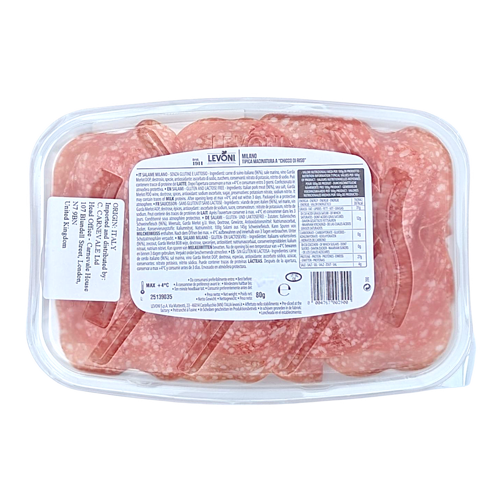 Levoni Salame Milano Sliced 80g - Italia Solutions UK