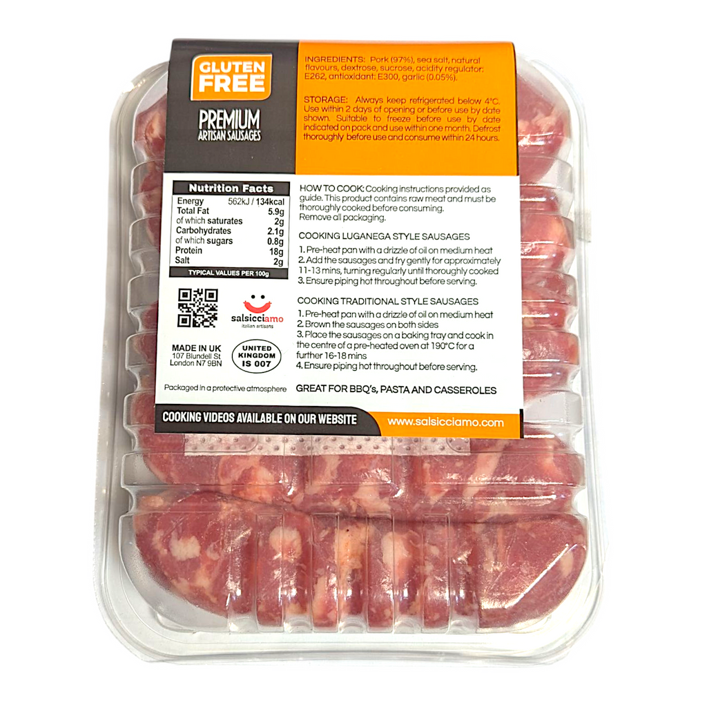 Salsicciamo Salsiccia Toscana - Sausage with Sea Salt and Garlic 500g - Italia Solutions UK