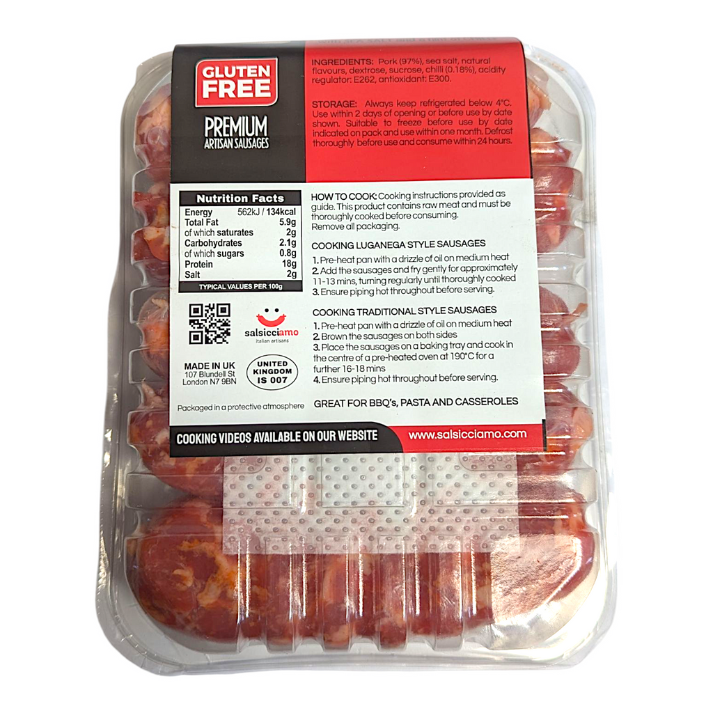 Salsicciamo Salsiccia Calabrese - Sausage with Sea Salt and Chili 500g - Italia Solutions UK