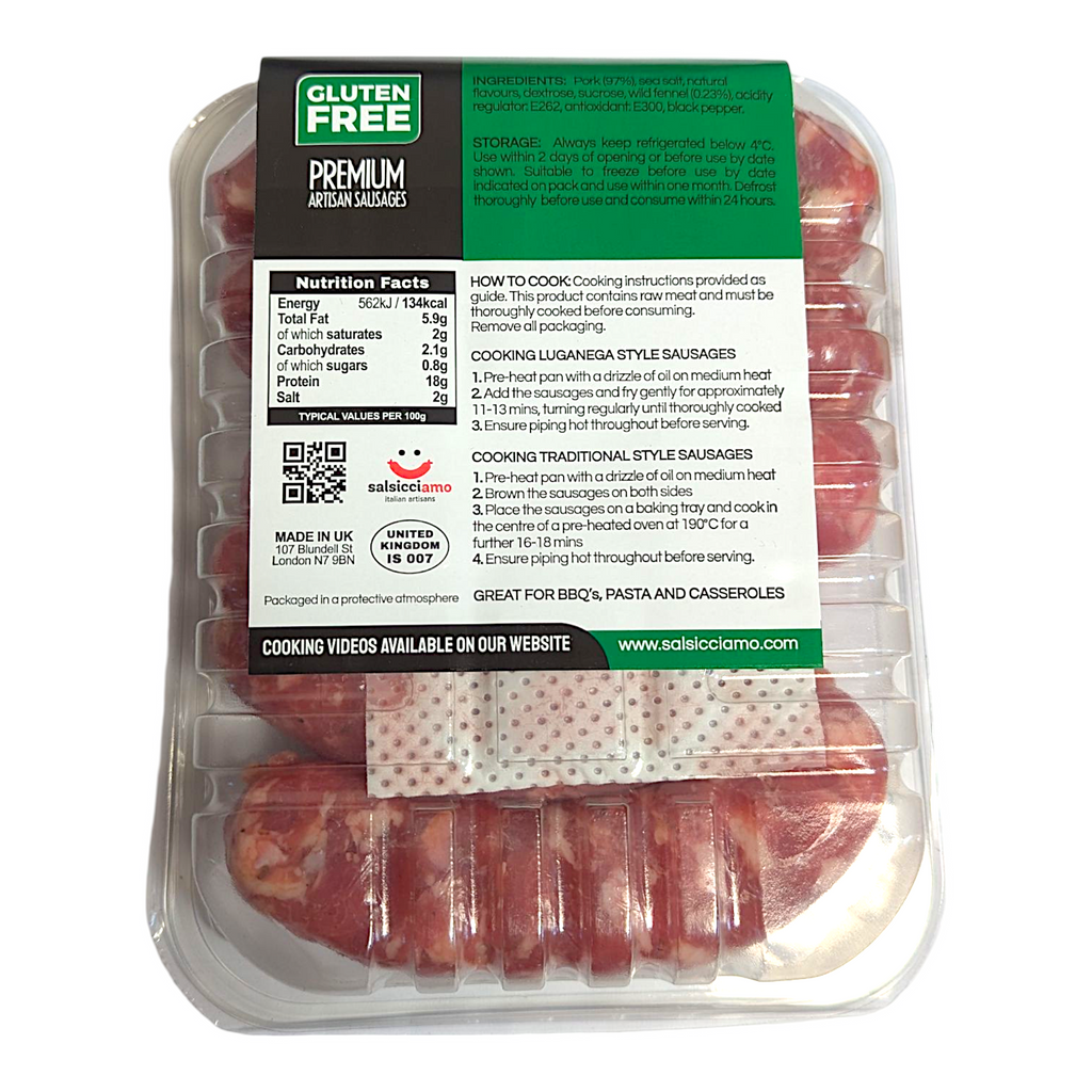Salsicciamo Salsiccia Siciliana - Sausage with Sea Salt and Wild Fennel 500g - Italia Solutions UK