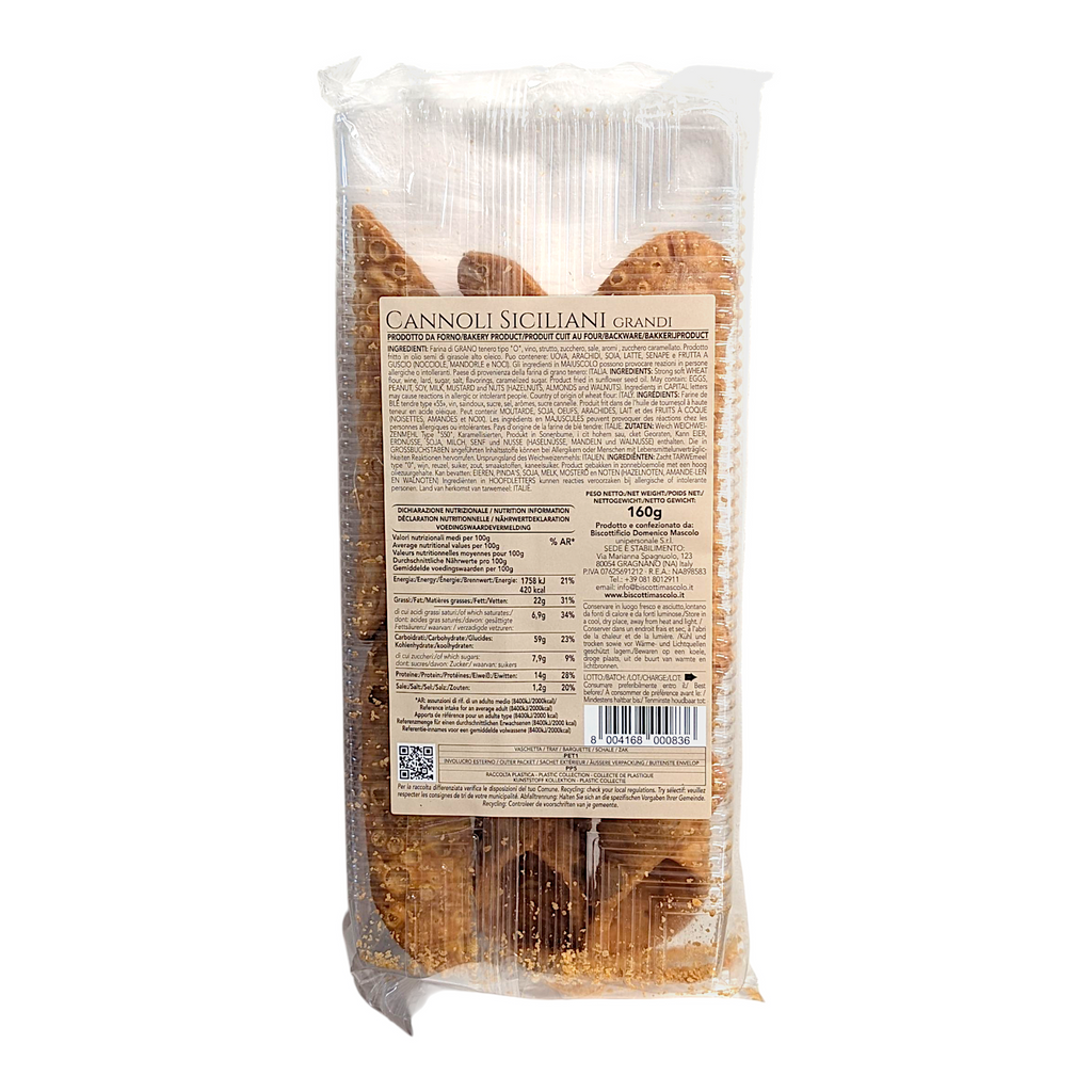 Domenico Mascolo Cannoli Siciliani Grandi - Empty Cannoli Shells 160g - Italia Solutions UK
