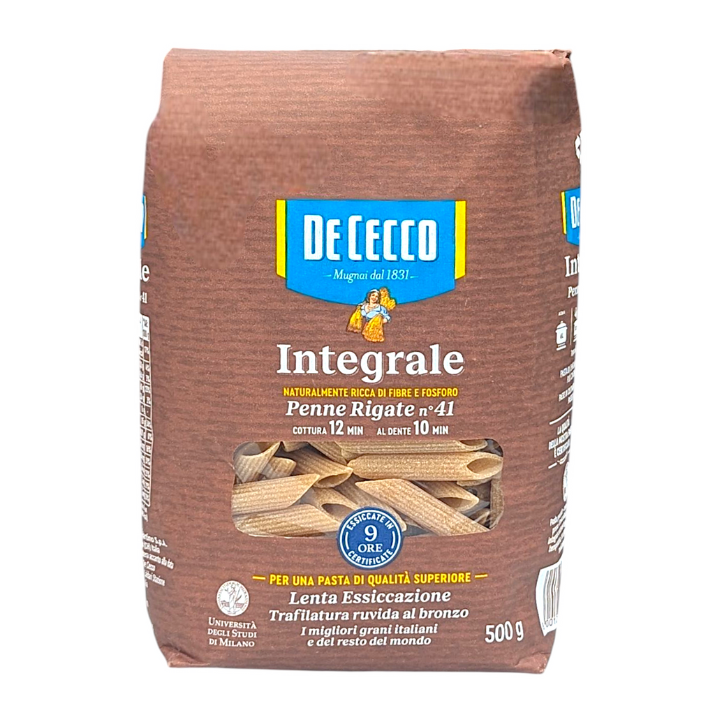 De Cecco Integrale Penne Rigate no.41 - 500g Wholewheat Brown Pasta - Italia Solutions UK