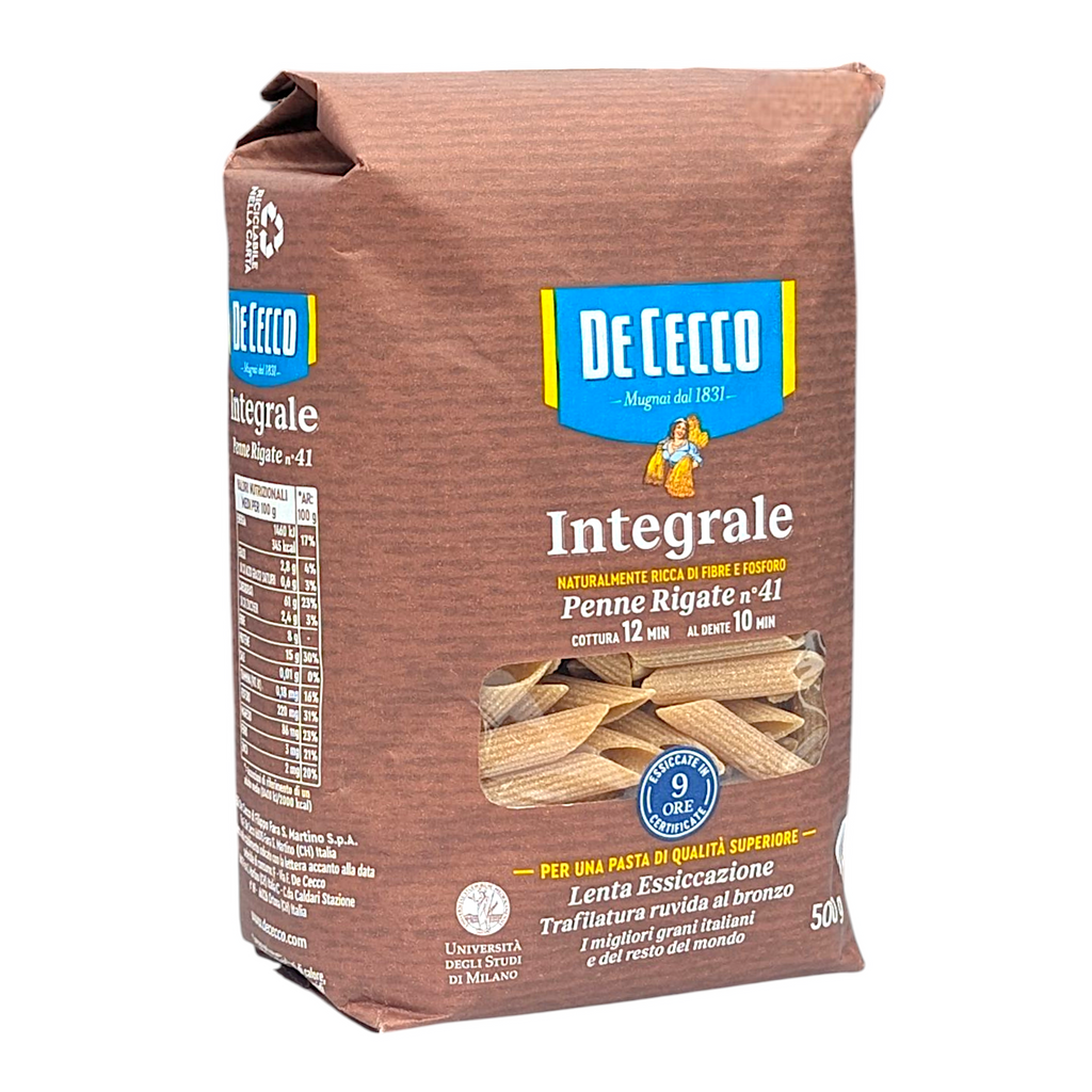 De Cecco Integrale Penne Rigate no.41 - 500g Wholewheat Brown Pasta - Italia Solutions UK