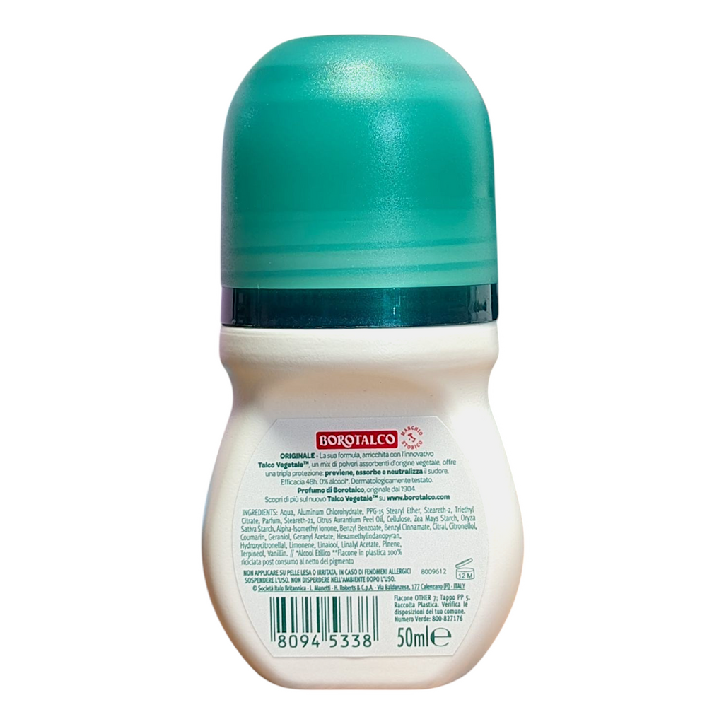 Borotalco Original Anti-Perspirant Deodorant Roll On 0% Alcohol, 48 Hr - 50ml - Italia Solutions UK