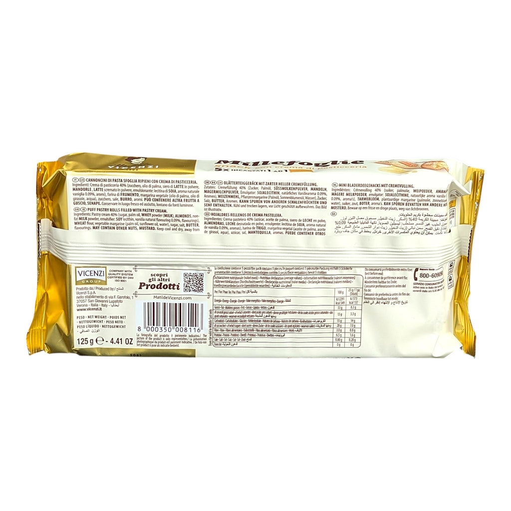 Vicenzi Matilde Millefoglie Snack con Crema Pasticceria 125g - Italia Solutions UK