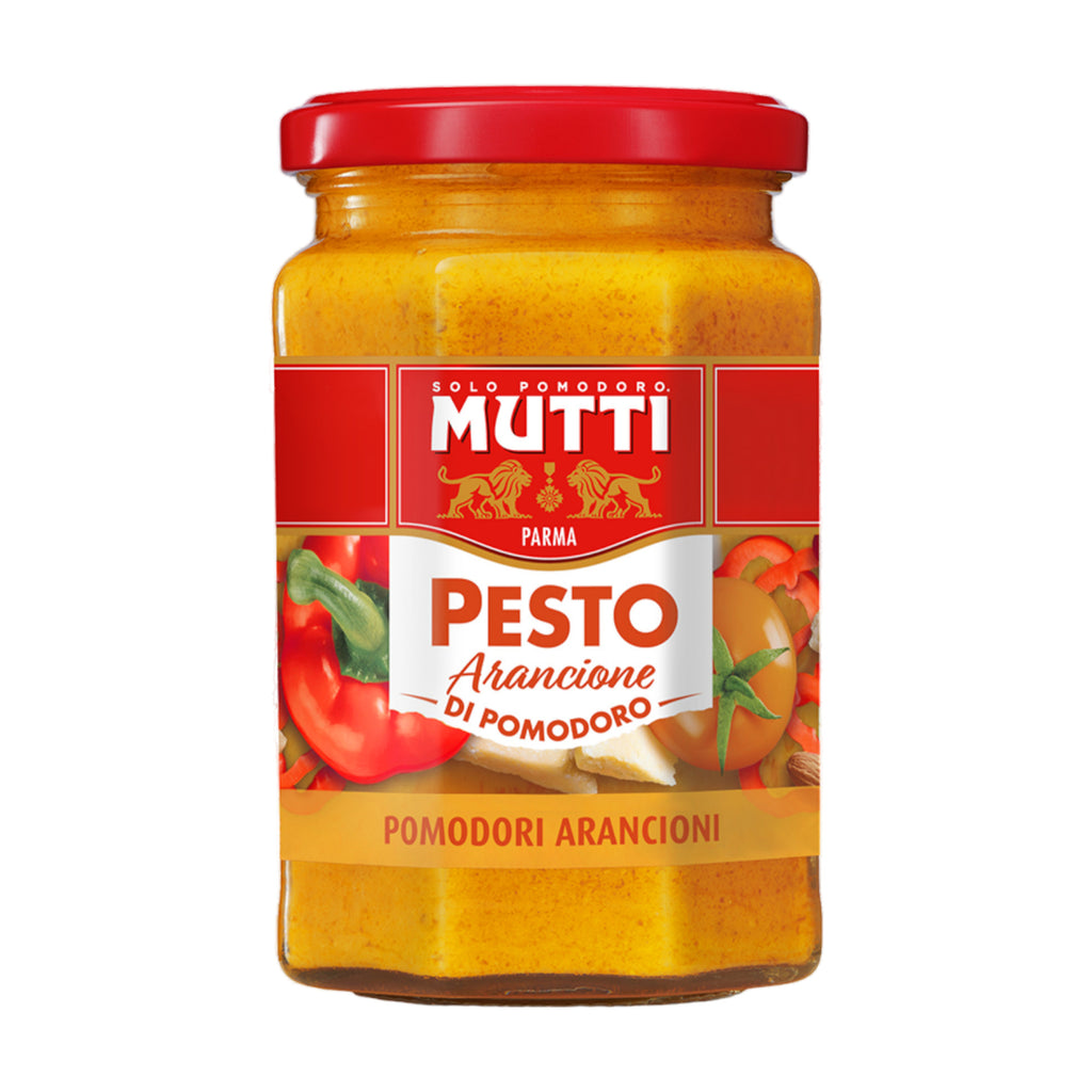 Mutti Pesto di Pomodoro Arancione, Yellow Pepper and Almond Pesto 180g