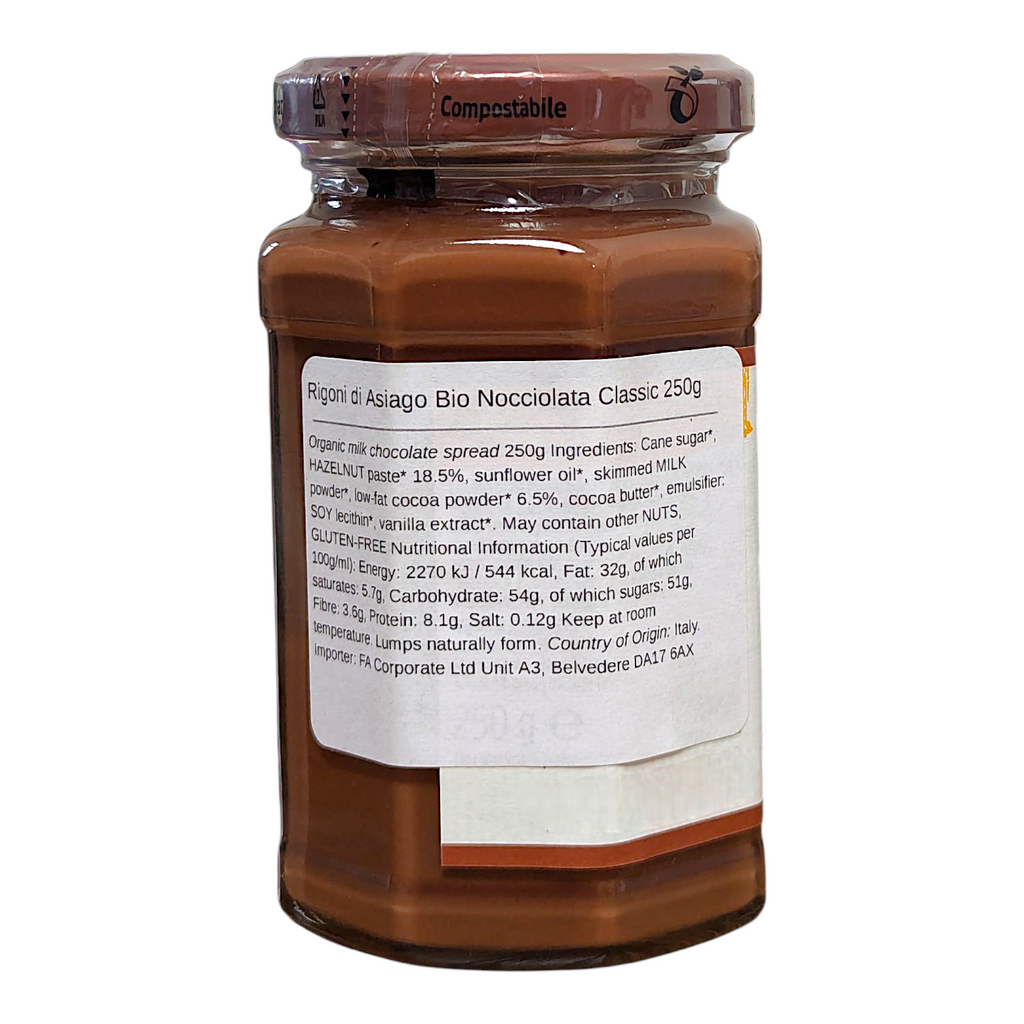 Rigoni di Asiago Bio Nocciolata 250g Organic Chocolate & Hazelnut Spread - Italia Solutions UK