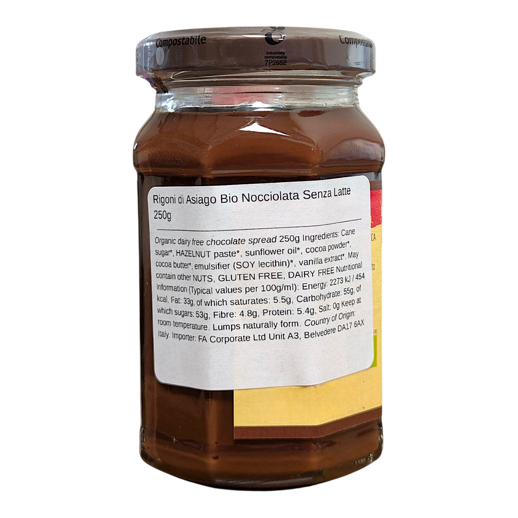 Rigoni di Asiago Bio Nocciolata Dairy Free 250g Organic Hazelnut & Cocoa Spread - Dairy Free - Italia Solutions UK