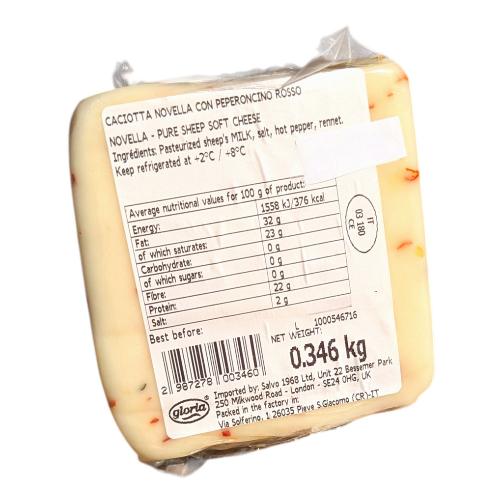 Novella Caciotta Peperoncino Rosso - Novella Pure Sheep Soft Cheese, priced per KG - Italia Solutions UK