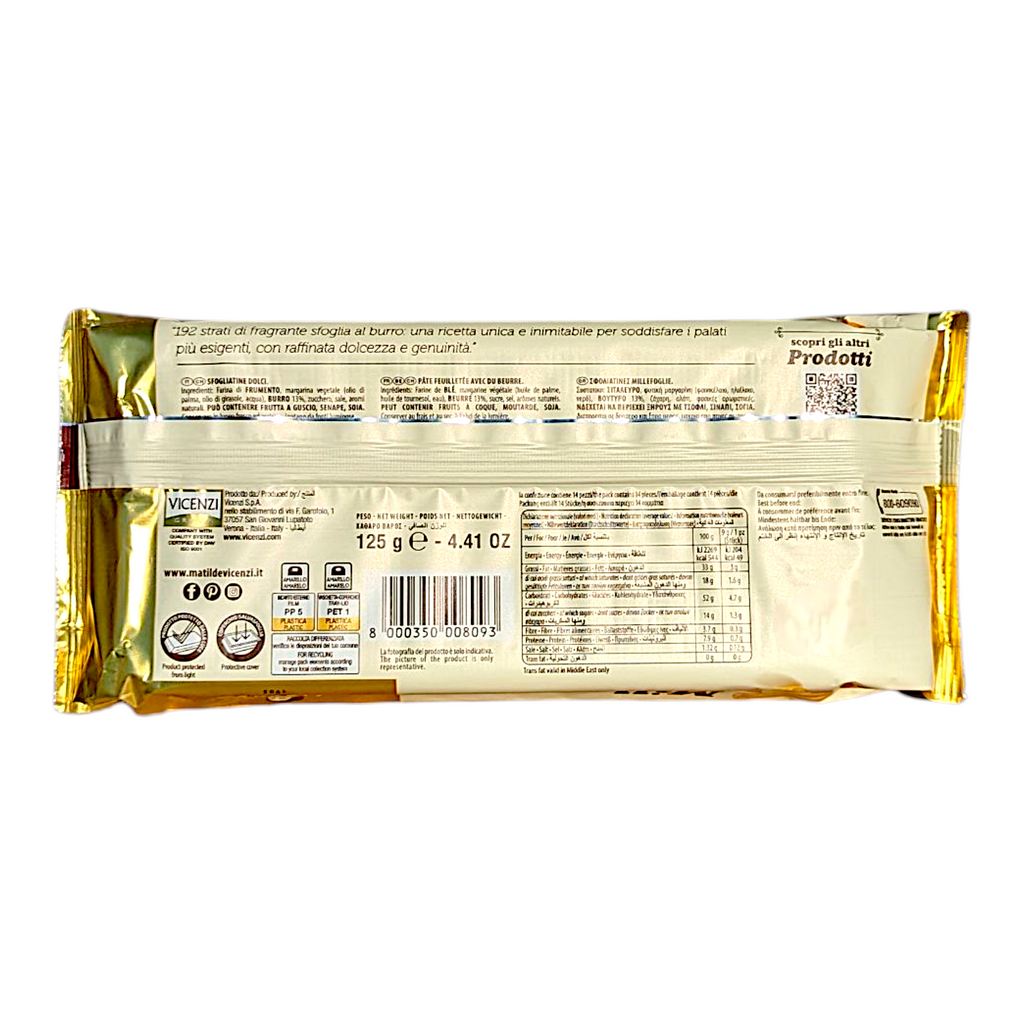Vicenzi Matilde Millefoglie Classiche - Classic Puff Pastries With Butter 125g - Italia Solutions UK