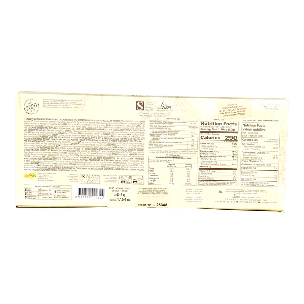 Loison Filone Limone - Lemon Loaf 500g - Italia Solutions UK