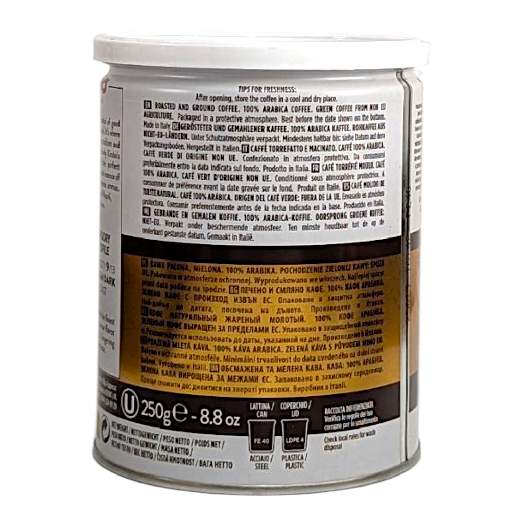 Kimbo Ground Coffee Aroma Gold 250g Tin - Italia Solutions UK