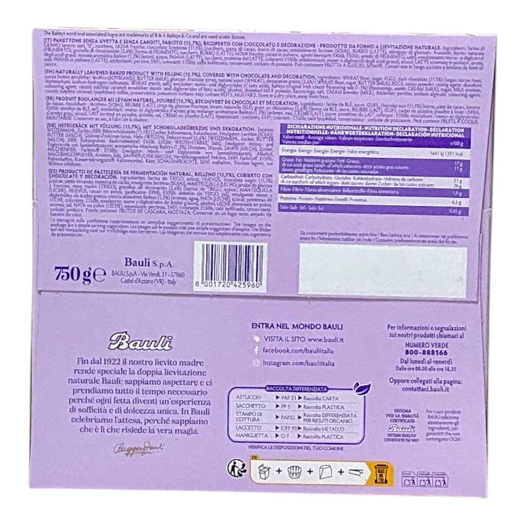 Bauli Panettone Con Crema Al Baileys 750g - Italia Solutions UK