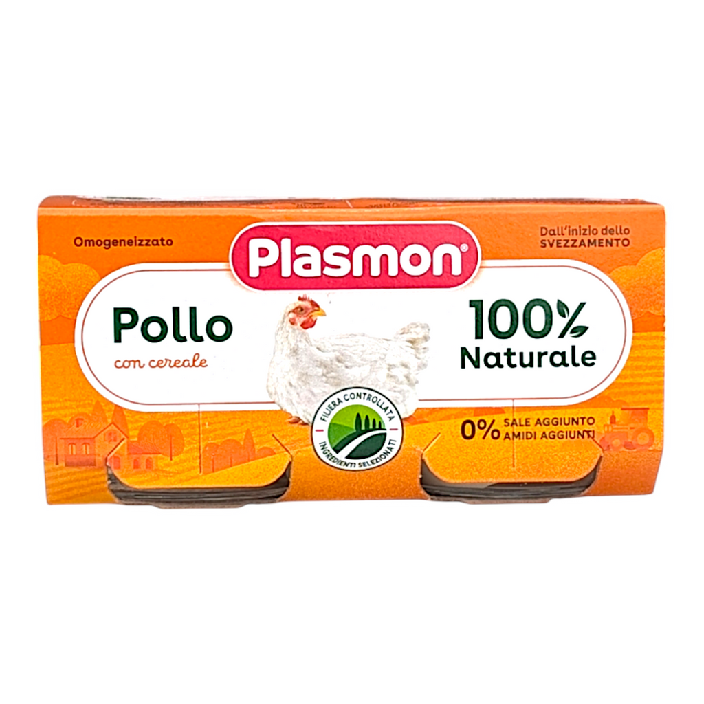 Plasmon Baby Food Chicken & Cereals Puree Omogeneizzato Purea di Pollo e Cereali - 2x80g Jars