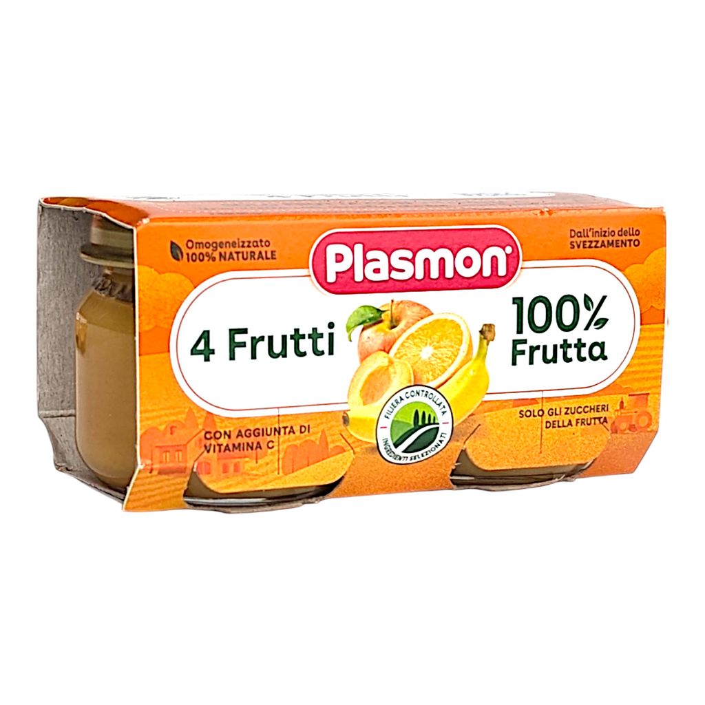 Plasmon Baby Food Four Fruit Puree, Omogeneizzato Purea di 4 Frutti 2x80g Jars