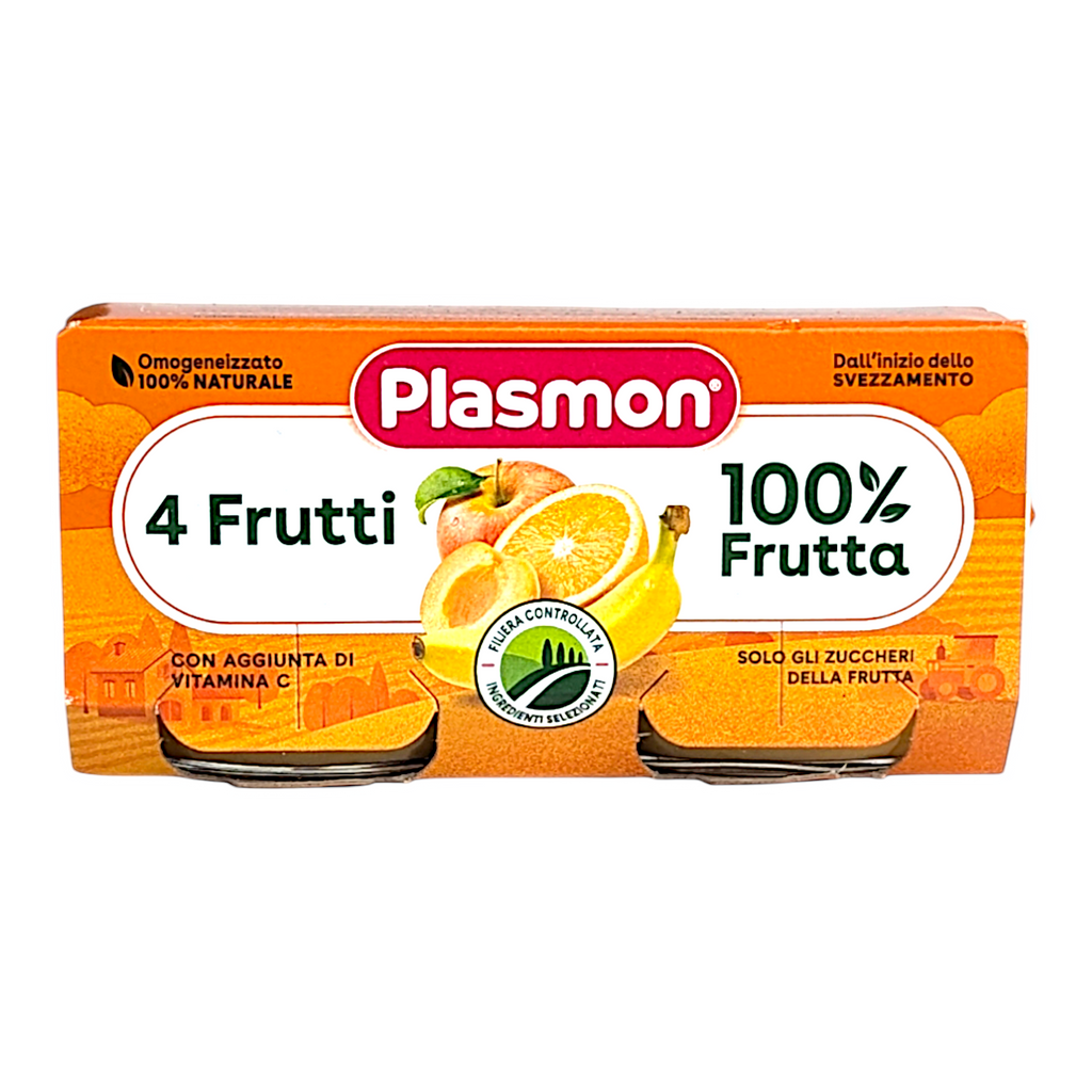 Plasmon Baby Food Four Fruit Puree, Omogeneizzato Purea di 4 Frutti 2x80g Jars