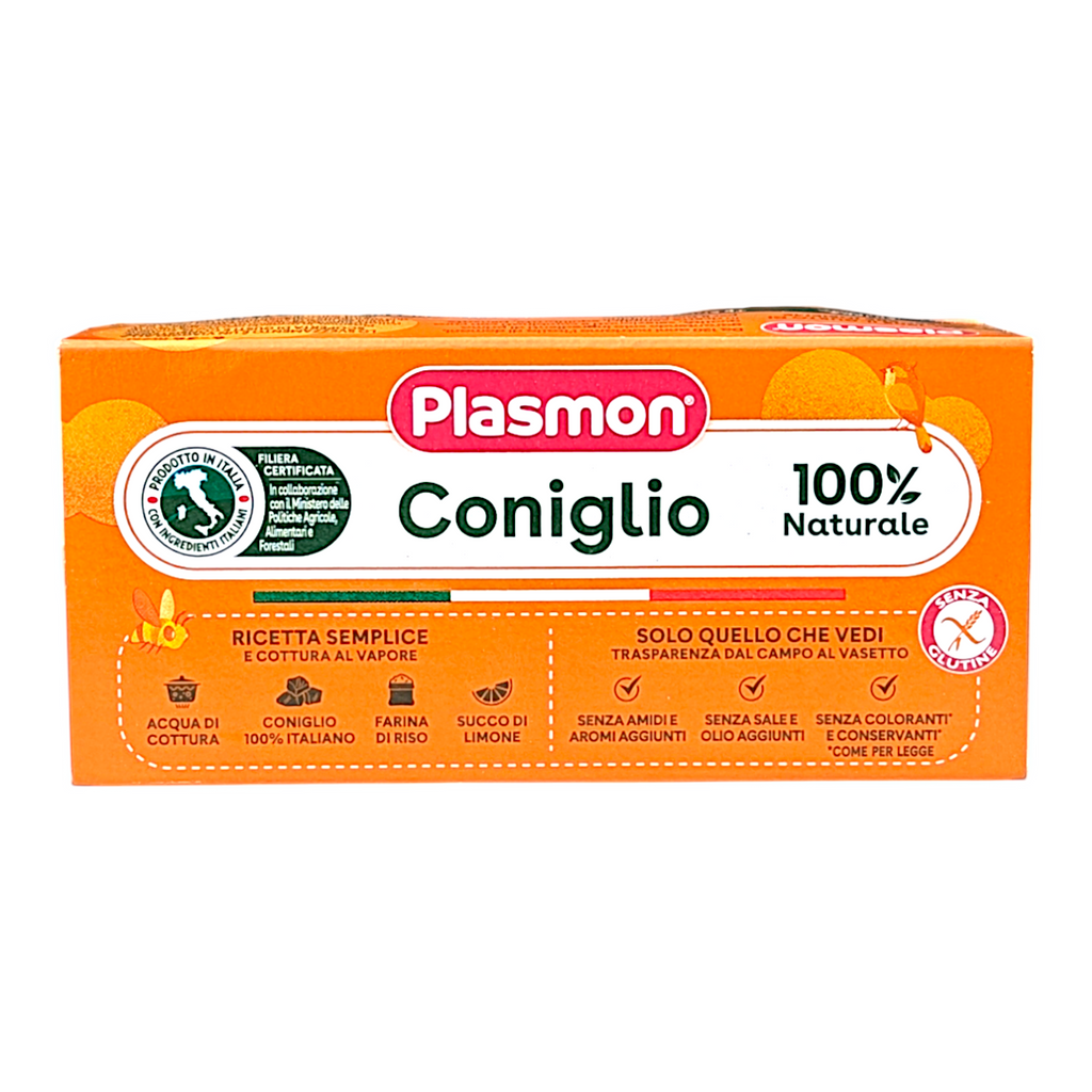 Plasmon Baby Food Rabbit & Cereals Puree Omogeneizzato Purea di Coniglio e Cereali - 2x80g Jars