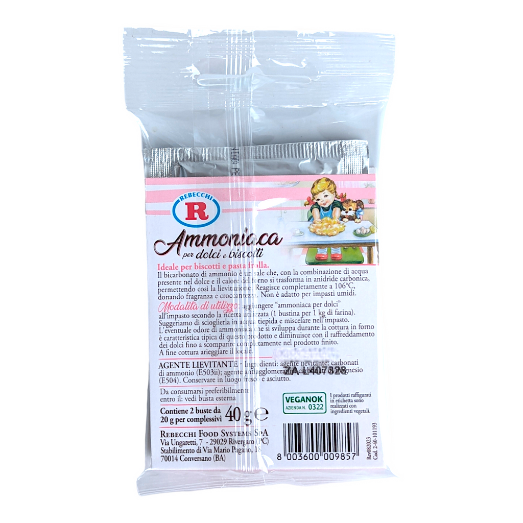 Mariarosa Ammoniaca Dolci, Leavining Agent For Desserts 2 Bags - 40g Total