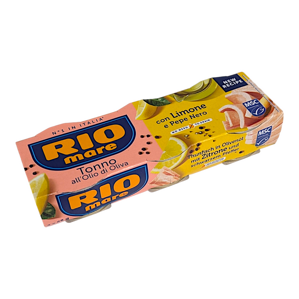 Rio Mare Tuna, Solid Light Tuna in Olive Oil w/Lemon Pepper - No Need to Drain 3 x 65g