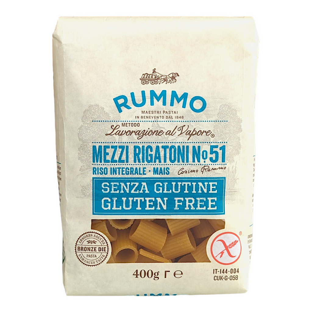 Rummo Gluten Free Mezzi Rigatoni No.51 - 400g  Corn & Brown Rice Pasta