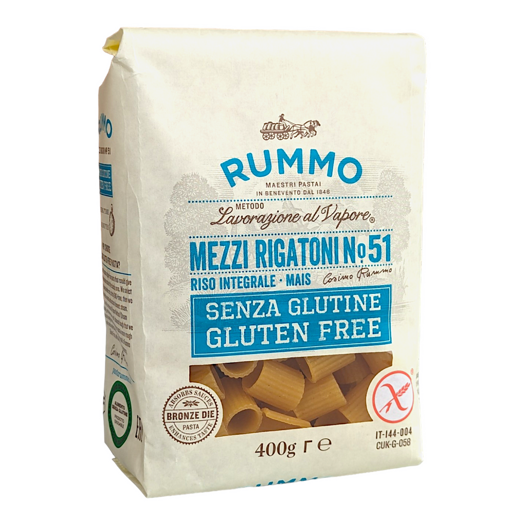 Rummo Gluten Free Mezzi Rigatoni No.51 - 400g  Corn & Brown Rice Pasta