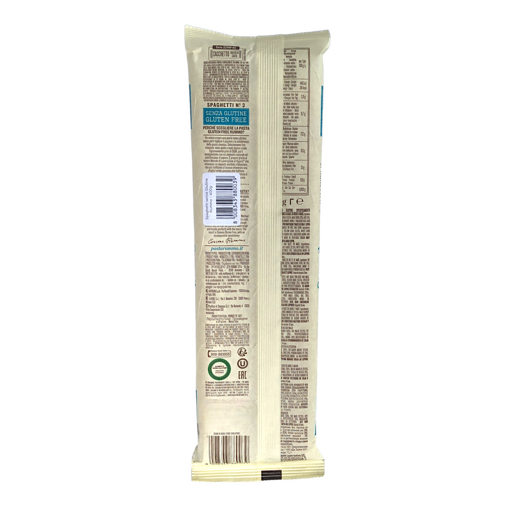 Rummo Gluten Free Spaghetti No.03 - 400g Corn & Brown Rice Pasta