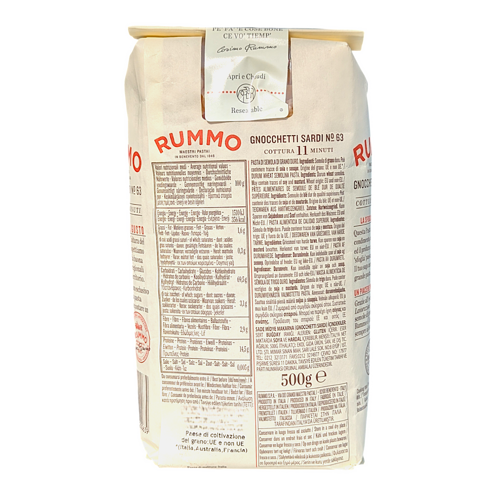 Rummo Gnocchetti Sardi, Small Rounded Pasta - Lenta Lavorazione no.63 500g