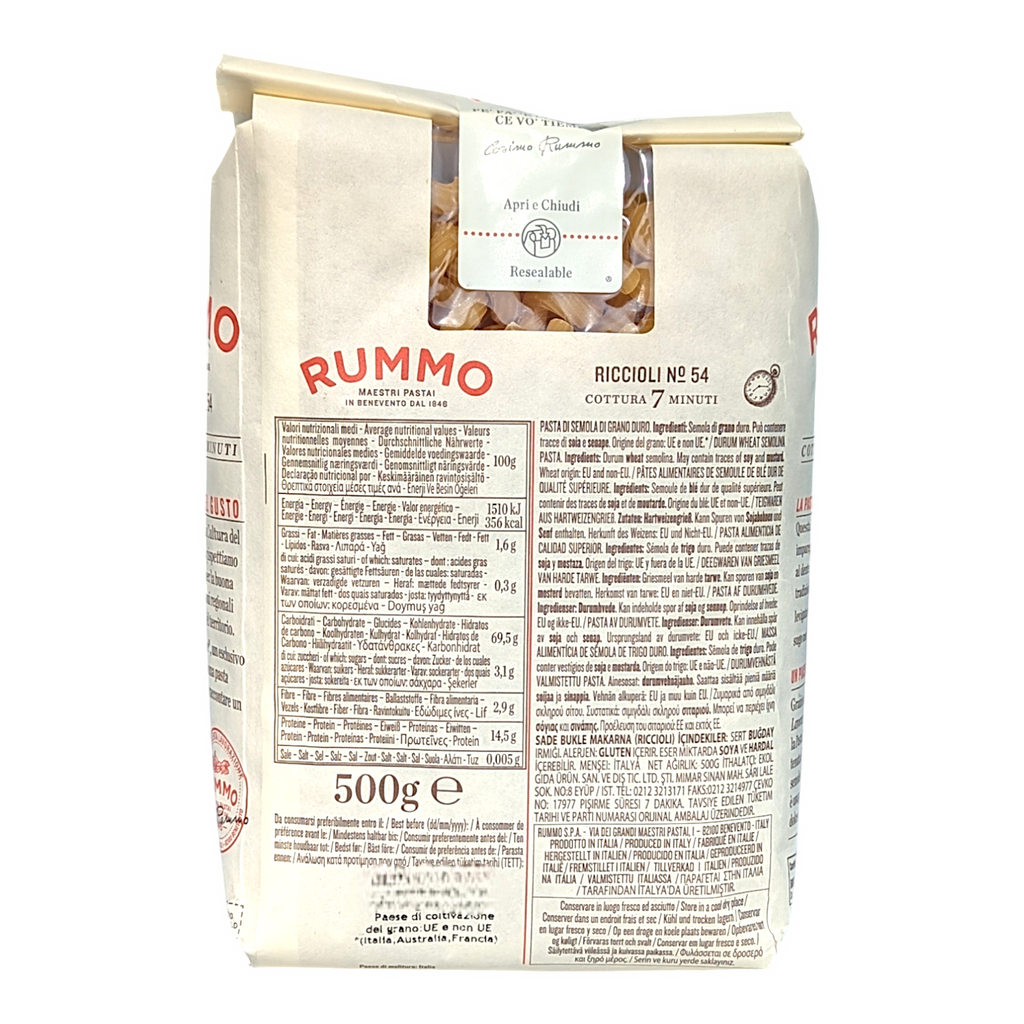 Rummo Riccioli Small Spiral Pasta Lenta Lavorazione no.54 500g