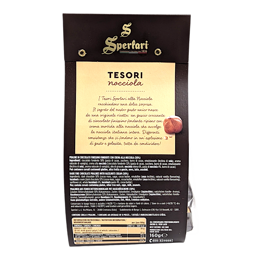 Sperlari Tesori Dark Fine Chocolate Pralines with Hazelnuts / CIoccolato e Nocciola - 160g