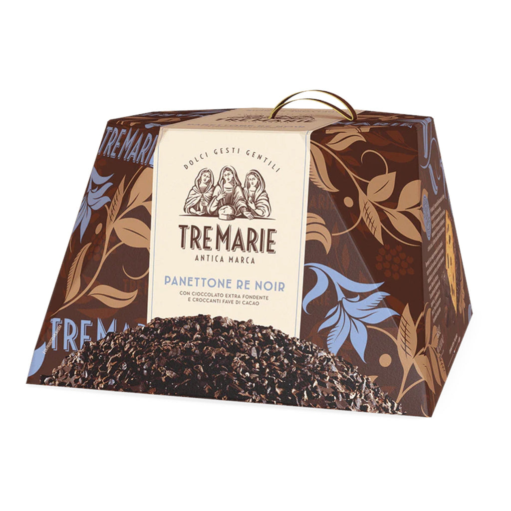 Tre Marie Panettone Re Noir, with Cocoa Nibs and Dark Chocolate 900g - Italia Solutions UK