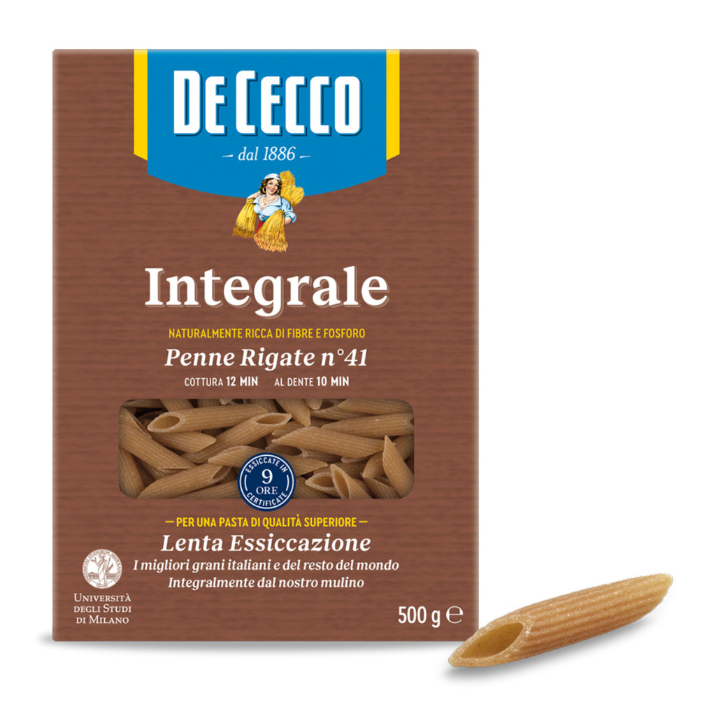De Cecco Integrale Penne Rigate no.41 - 500g Wholewheat Brown Pasta